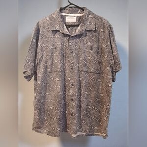 REI Hemp Organic Cotton Casual Button Down Short Sleeve Mens Shirt XL Pockets